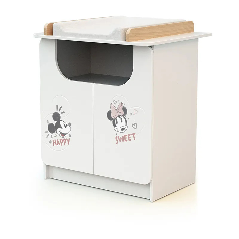 Lit Bébé + commode à langer Happy Days Mickey Blanc/Bois - 60x120cm-3
