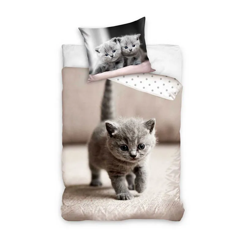 Parure 2pcs Coton Chaton Gris-0