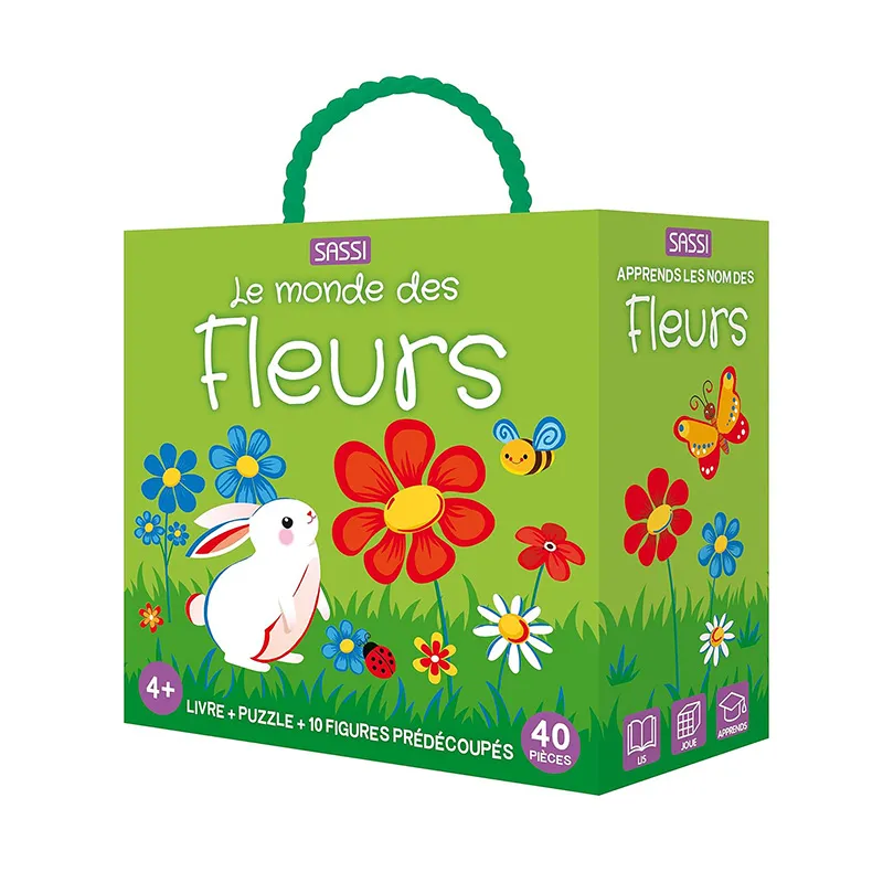 Livre + puzzle + 10 figures Le monde des fleurs 40pcs - 4+-0