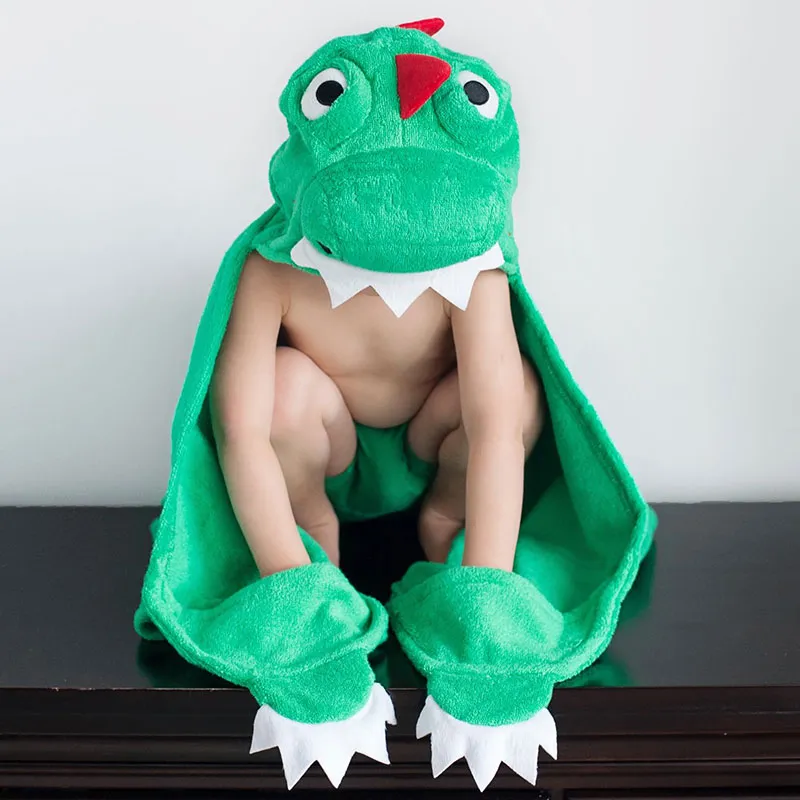 Serviette de bain Capuche Coton Dinosaure - 55x127cm-1