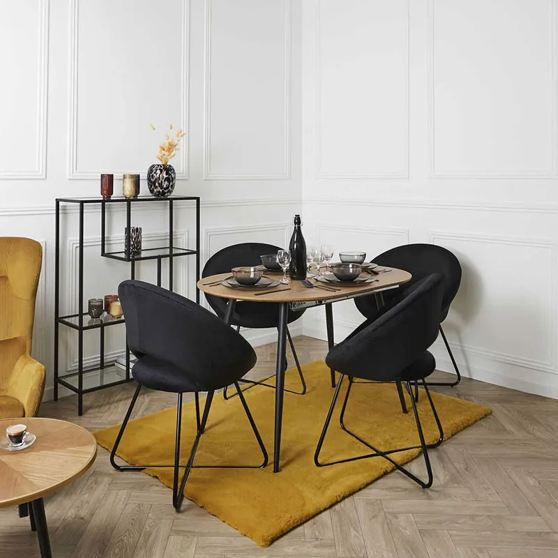 Fauteuil rond velours Giulia Noir - 67x52x84cm-3