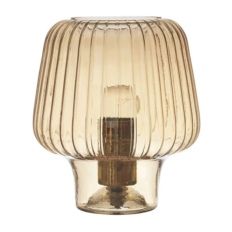 Lampe à poser Verre Fumé Marron - 18x21cm-1