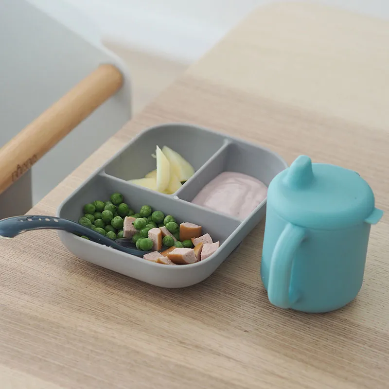 Coffret repas 3pcs Silicone Bleu - 6m+-0