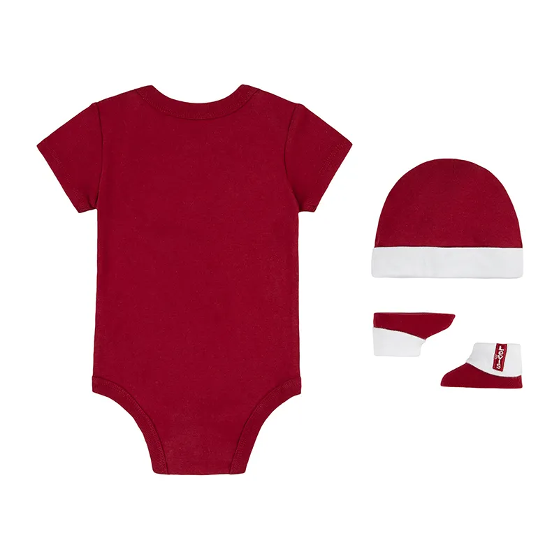 Coffret Body MC + Bonnet + Chaussons Bébé Batwing - Levis Red-1
