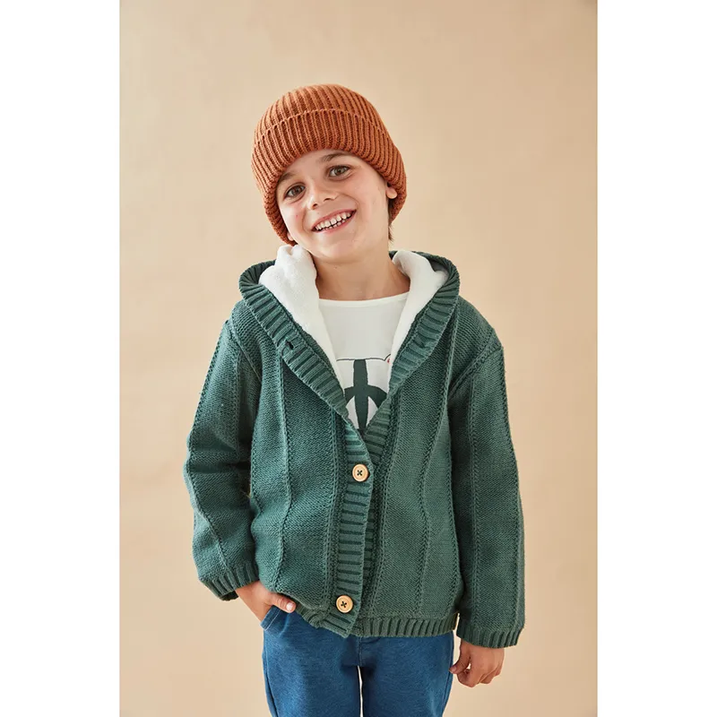 Mantelet tricot Ourson - Vert-4