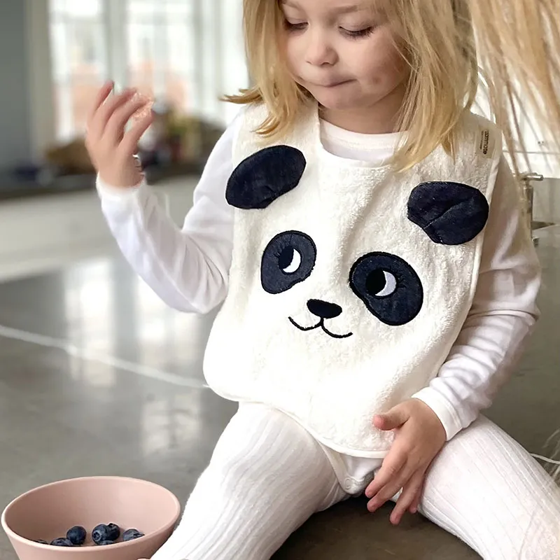 Bavoir Coton à pression Panda - Ecru-2