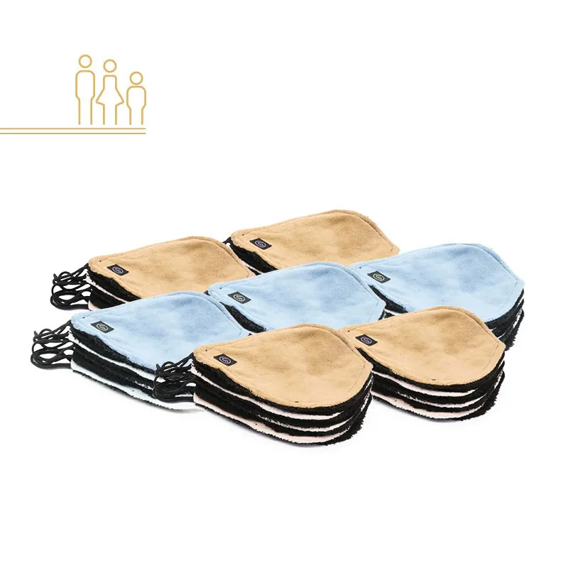 Kit 3 personnes Feuilles Papier toilette lavable + 2 Sacs Terre soleil/Bleu Provence - 37pcs-0