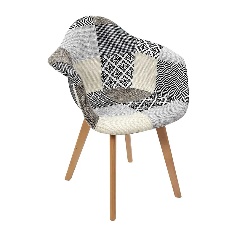 2 Fauteuil patchwork Gris - 59x85x63cm-2