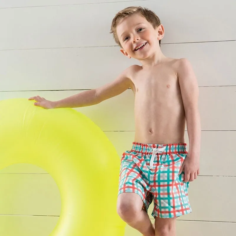 Short de bain Carreaux - Bleu/Rouge/Blanc-3