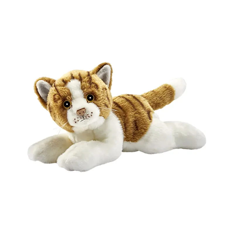Peluche Chat roux/blanc couché Anima - 30cm-0