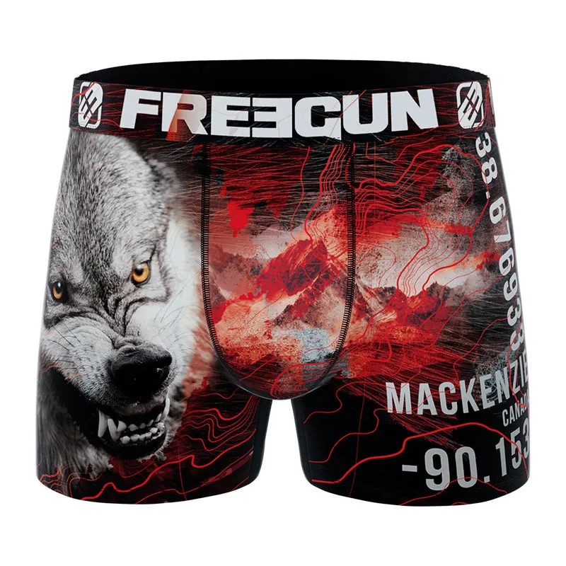 4 Boxers polyester recyclé Homme Animal Sauvage - Rouge/Noir/Bleu-1