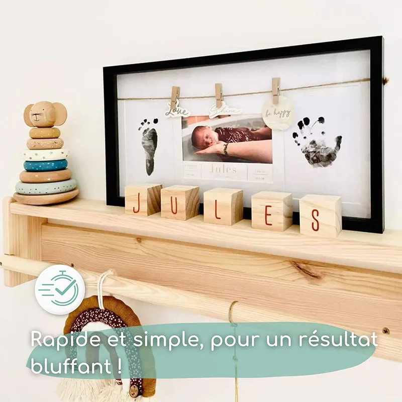 3 Kits d’empreintes Bébé mains & pieds + Cadre Trio Love Beige Offert-5