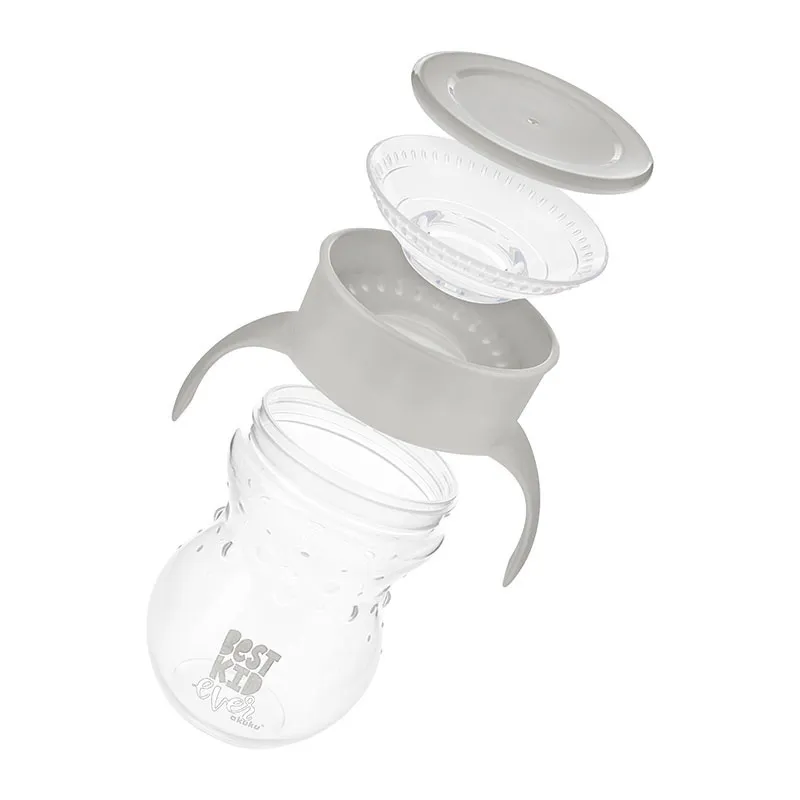 Tasse d'apprentissage 360° avec anses 270ml Gris - 12m+-3