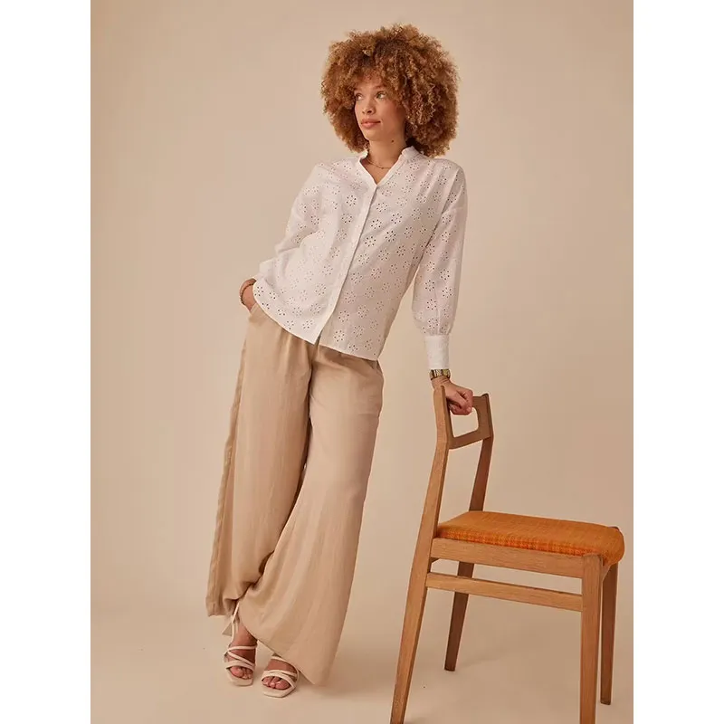 Pantalon de grossesse fluide Pallazzo - Sable-2