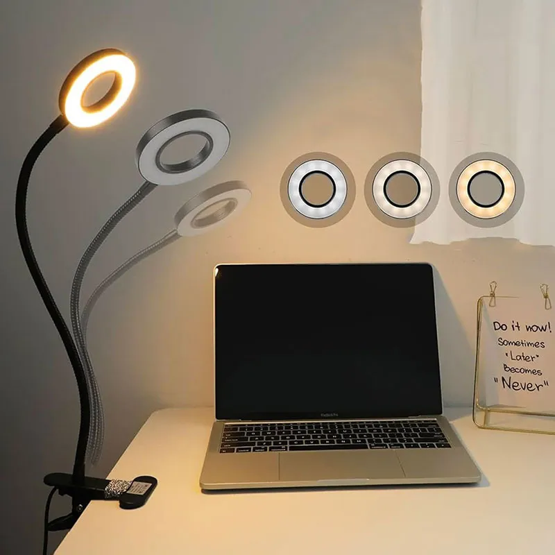Lampe de bureau LED à pince - Noir-12