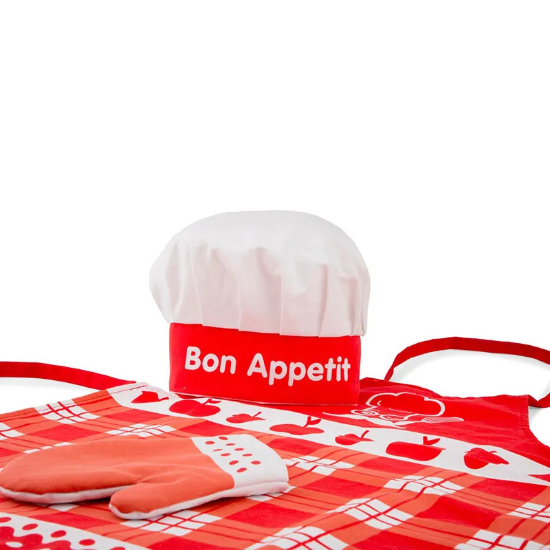 Tablier toque + Gant de cuisine Rouge - 36m+-2