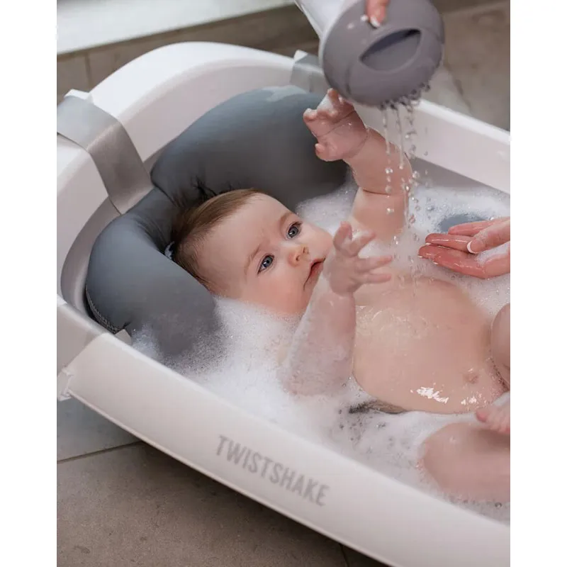 Pack Bain Baignoire pliante 30L + Coussin + Rince Tête Gris Pastel - 0m+-13