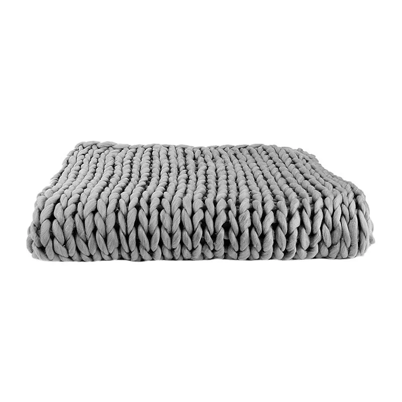 Plaid grosse maille Chunky Gris - 120x150cm-0