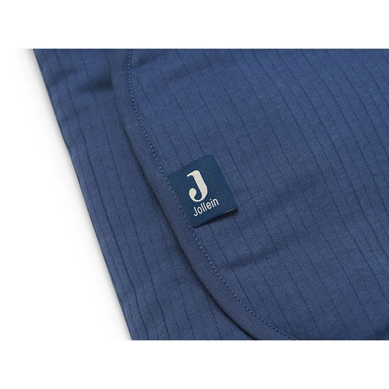 Couverture portefeuille Basic Stripe Bleu Jean - 105x100cm-1