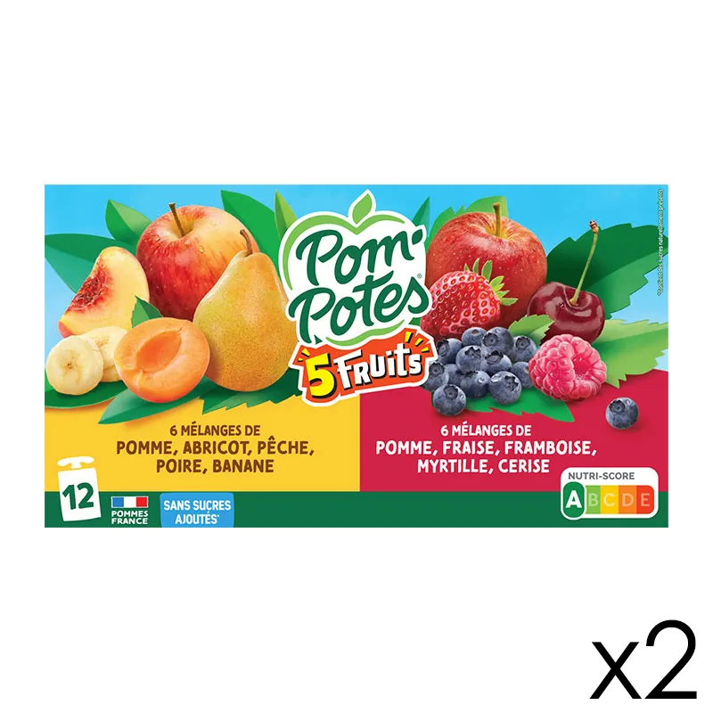 24 Compotes Gourdes 5 Fruits Rouges & Jaunes - 24x90g-0
