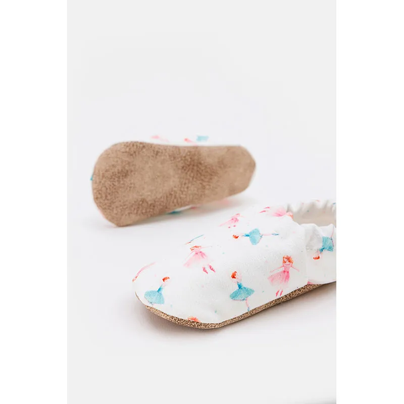 Chaussons Ballerine BIO - Blanc/Rose/Bleu-4