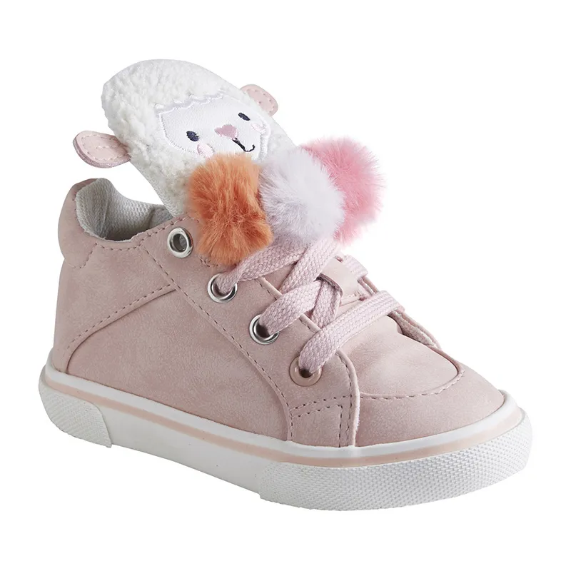 Baskets hautes à lacets Lama - Rose clair-0