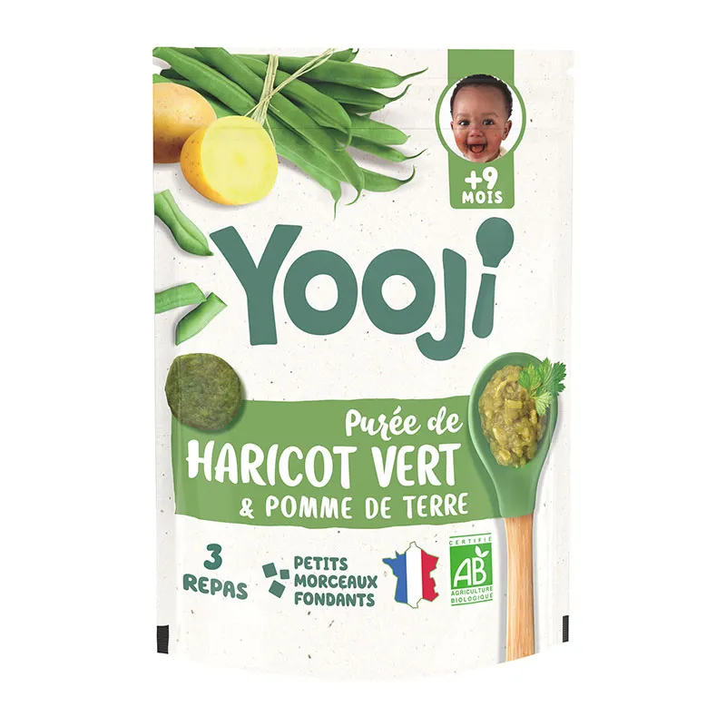 Purées de Haricot Vert Bio avec morceaux fondants - 4 repas - 9m+-0
