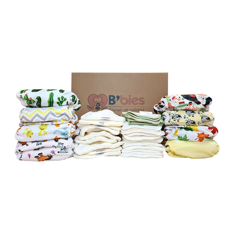 Pack 46pcs Couche évolutive absorption forte Bambou Blanc Aléat. - 3-17kg-0
