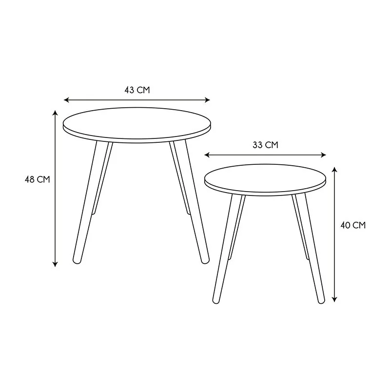 2 Tables gigognes bicolore Rose - 43x43x48cm-6