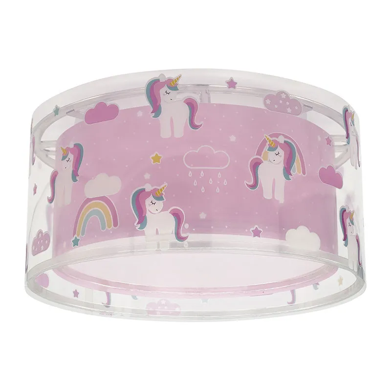 Plafonnier 2 Lumières Licorne Rose - 33x33x17cm-0