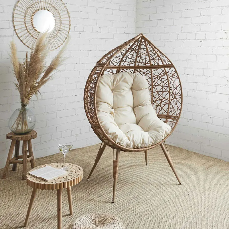 Fauteuil oeuf Marron/Blanc - 100x65x150cm-0