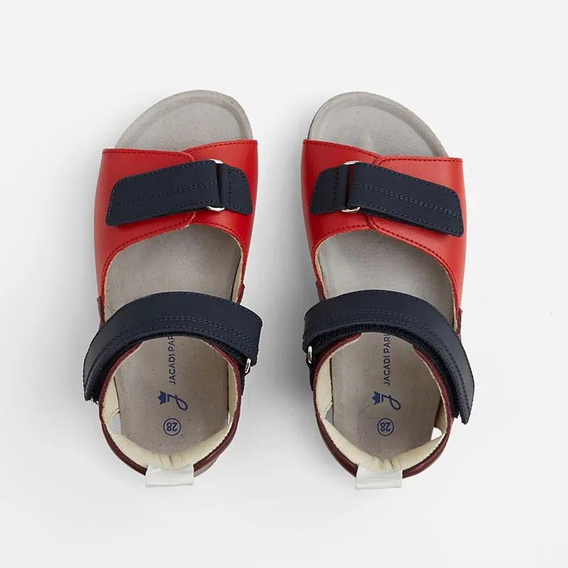 Nu-pieds Surf Bis Enfant Cuir - Rouge/Multi. JACADI-3