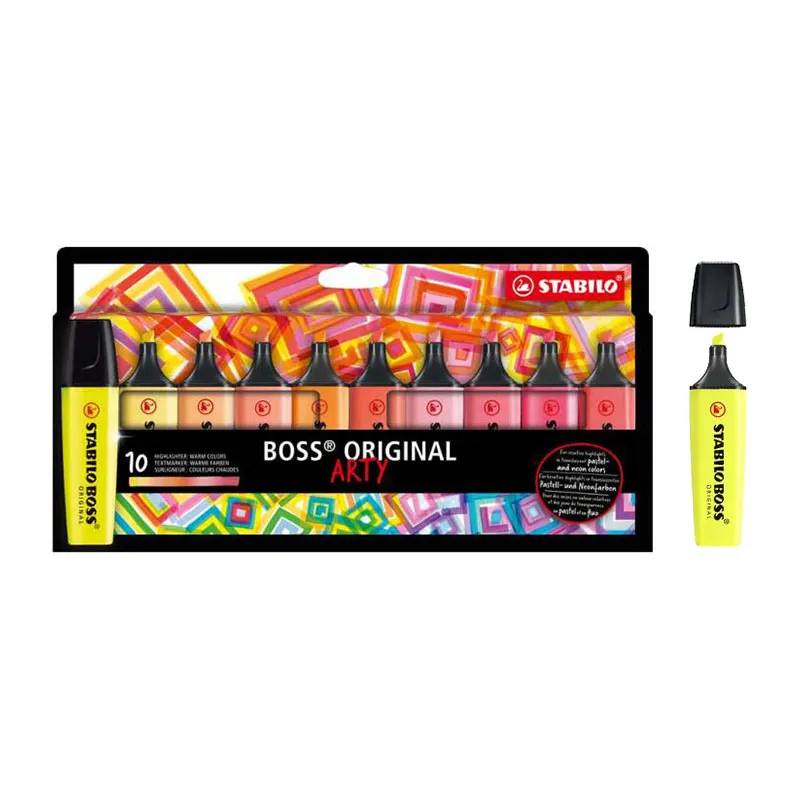 Surligneurs Boss Original Arty Coul. chaudes - 10pcs - STABILO-0