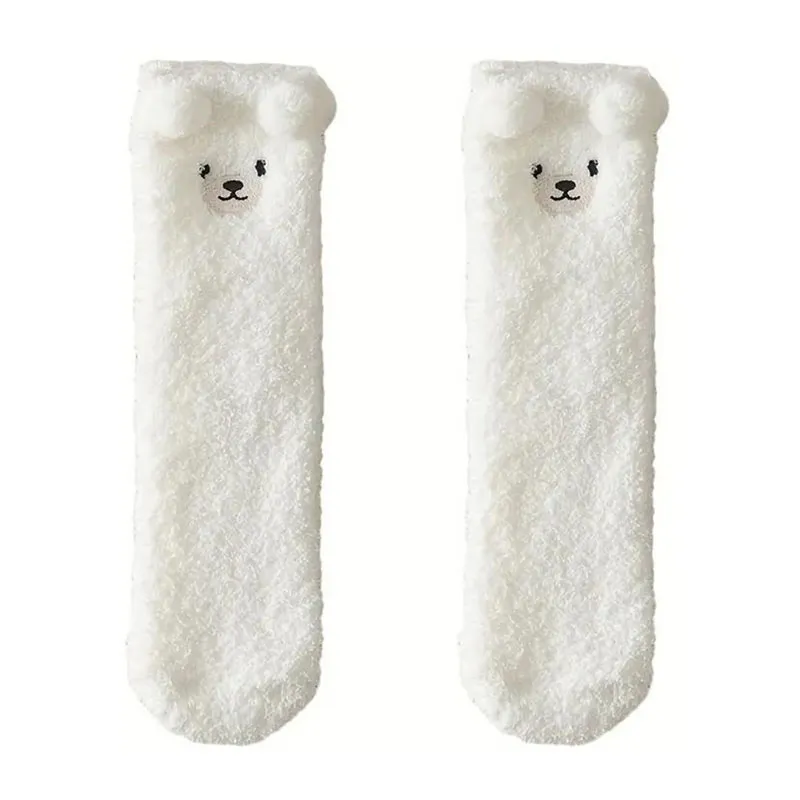 Paire de chaussettes Ourson en peluche T.U - Blanc-1