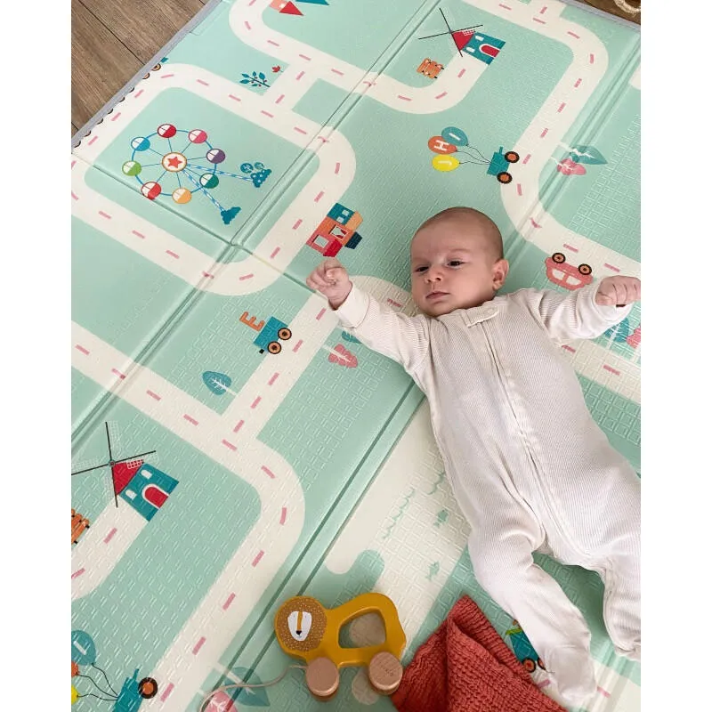 Maxi tapis d'éveil réversible Animaux & Circuit - 150x180cm-1