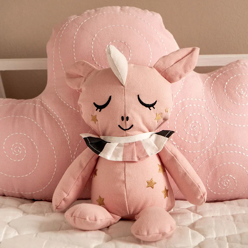 Peluche Coton BIO Licorne Câline - Rose-1