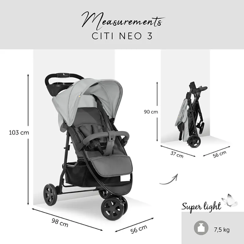 Poussette Buggy 3 roues Citi Neo 3 Gris - 0m+-2