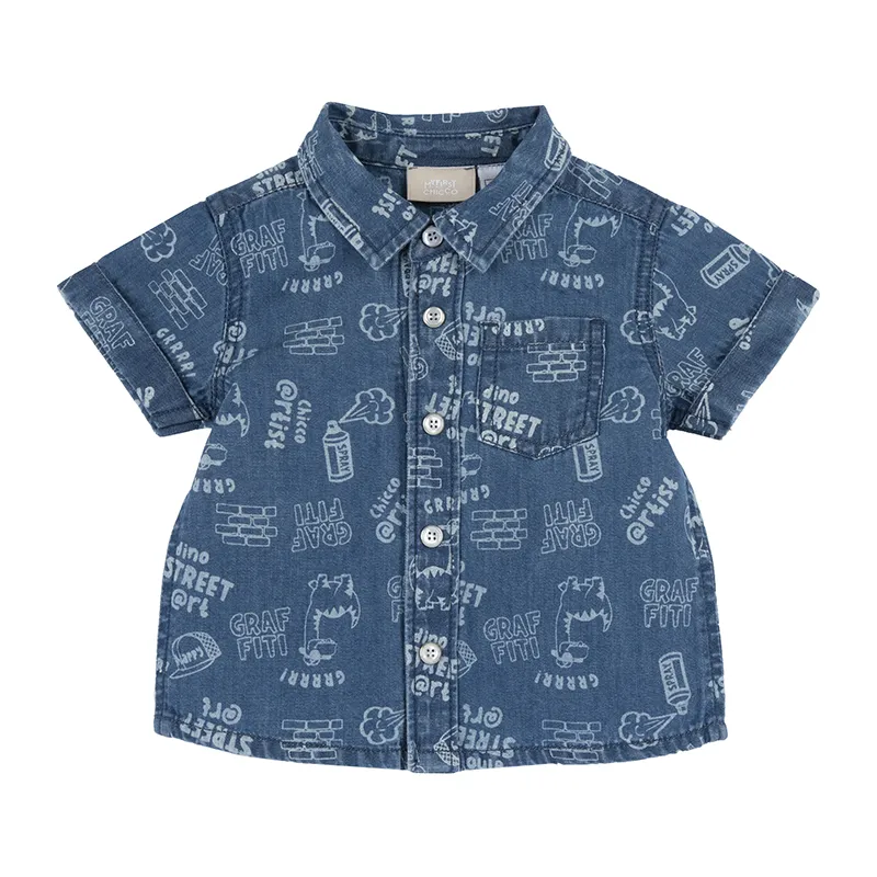 Chemise MC Graffiti - Bleu-0