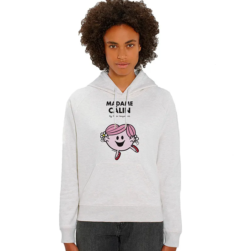 Hoodie Femme Madame câlin - Blanc chiné-0