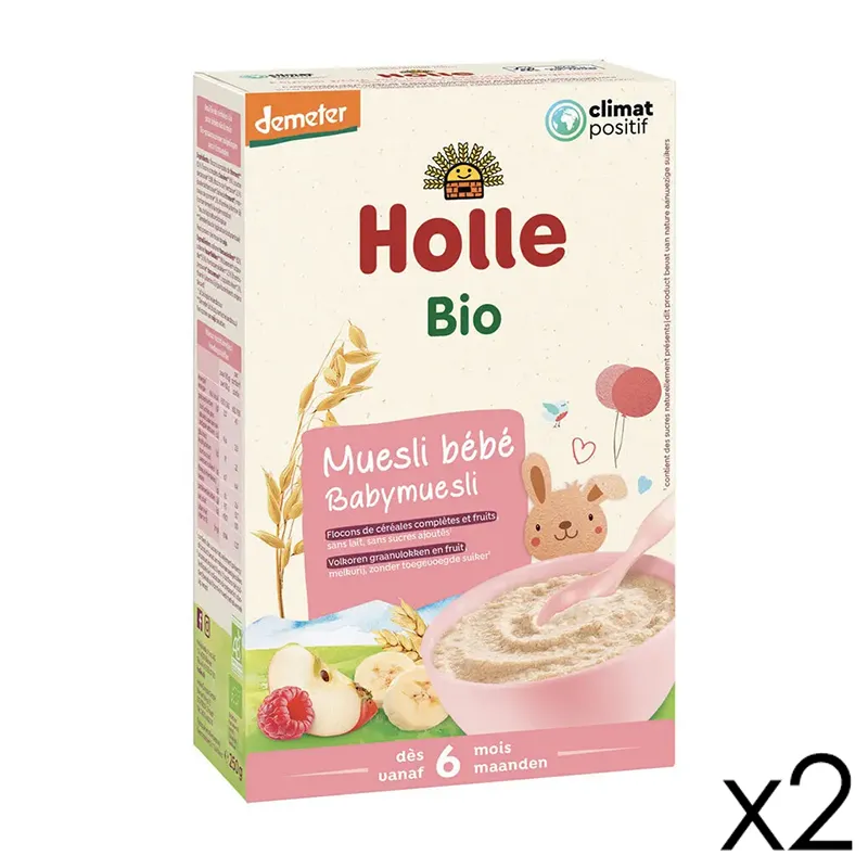 2x250g Céréales au lait à la fraise & à la pomme BIO - 6m+-0
