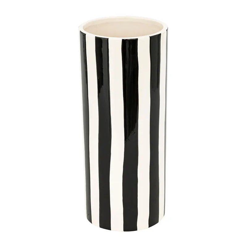 Vase rayé Edric Céramique Noir - 30cm-0