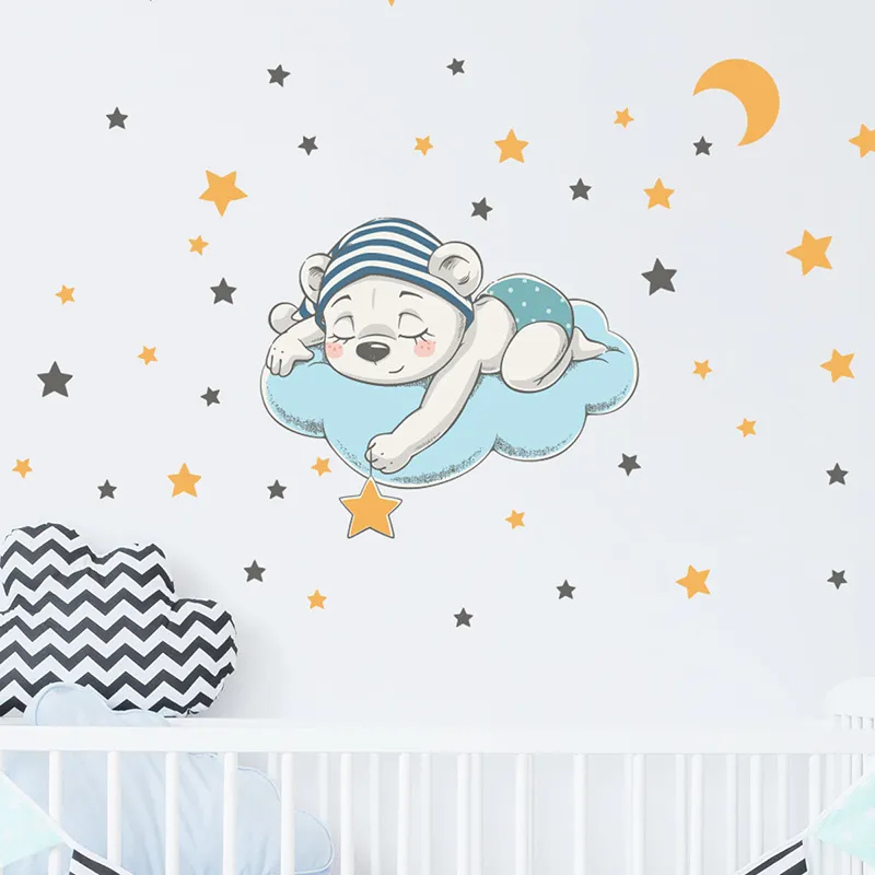 Stickers - Ourson rêveur + 50 étoiles-0