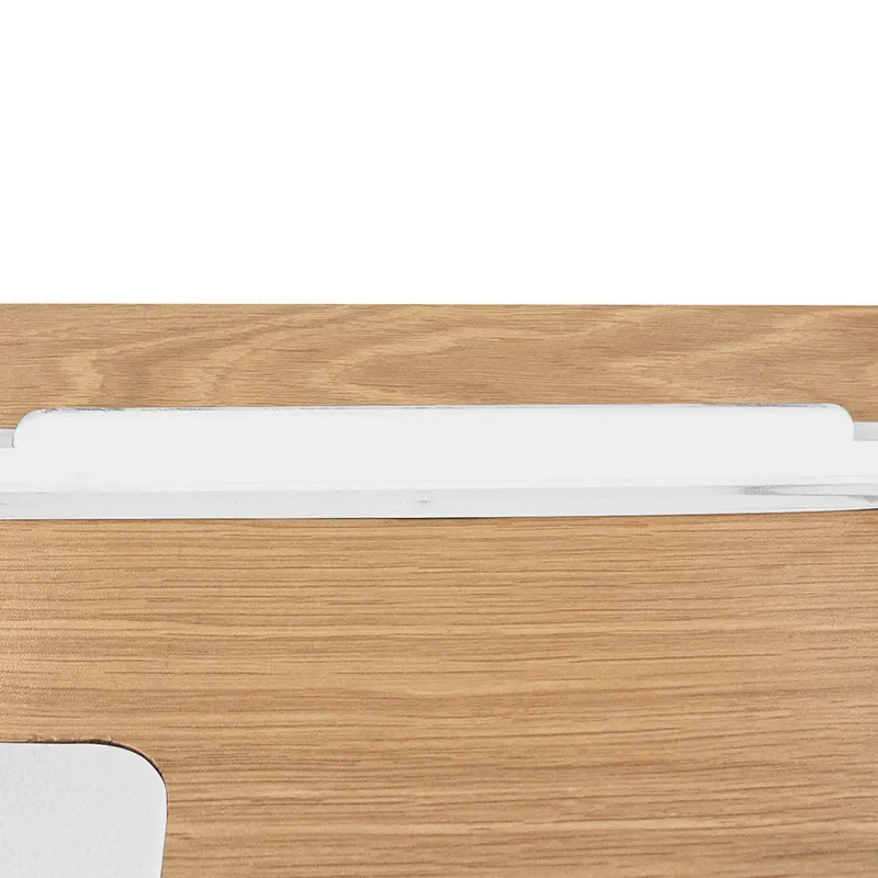 Bureau Bois/Métal Naturel/Blanc - 100x74cm-3