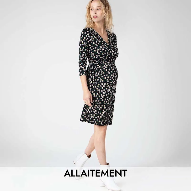 Robe de grossesse imprimé - Bleu-0