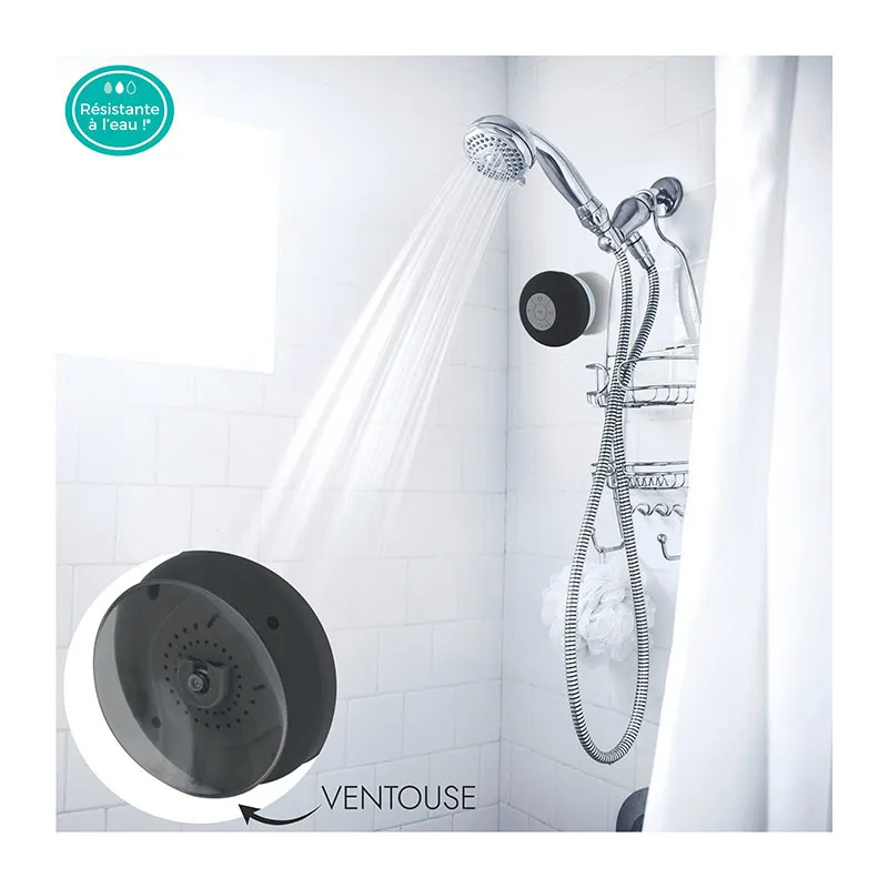 Enceinte Bluetooth étanche Noir - 8,5x8,5x5cm-1