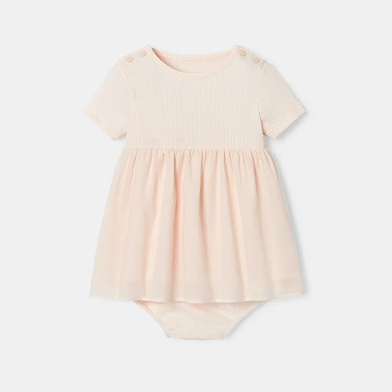 Robe MC + Bloomer Coton BIO Fille - Rose poudre-0
