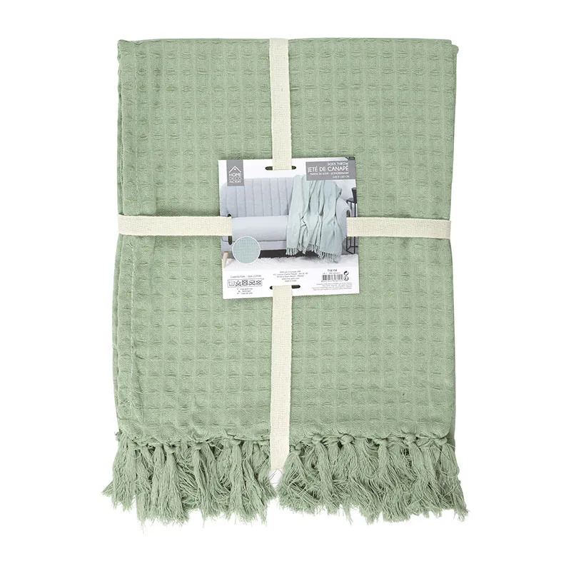 Jeté de canapé Gaufré Vert d'eau - 130x160cm-3