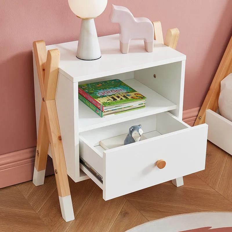 Table de chevet Tipi Bois/Blanc - 46x30x55cm-6