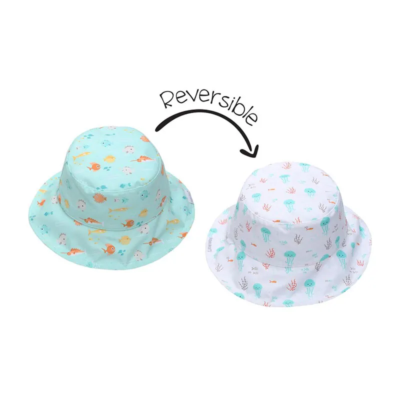 Chapeau réversible Coton UPF 50+ Poisson/Méduse-0