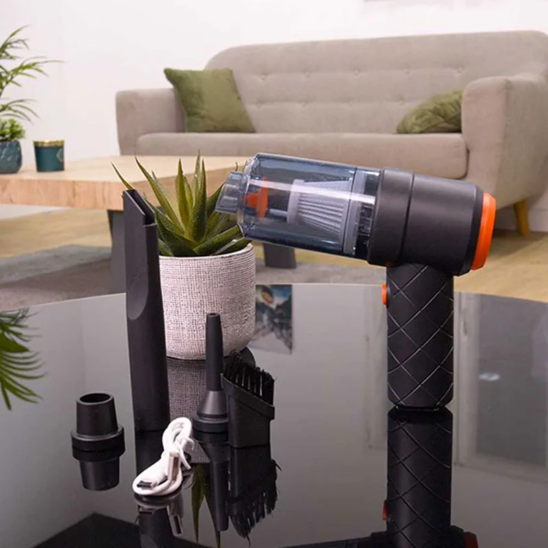 Mini aspirateur sans fil rechargeable 2en1 - Noir-0